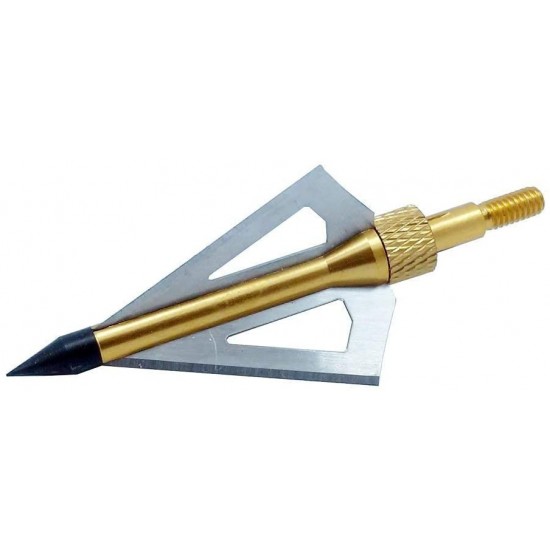 Sinbadteck Hunting Broadheads, 12PK 3 Blades Archery Broadheads 100 Grain Screw-in Arrow Heads Arrow Tips Compatible with Traditional Bows and Compound Bow (Gold)