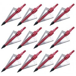 Sinbadteck Hunting Broadheads, 12PK 3 Blades Archery Broadheads 100 Grain Screw-in Arrow Heads Arrow Tips Compatible with Traditional Bows and Compound Bow (Red)